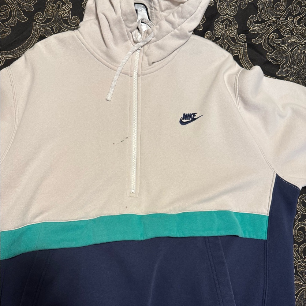 Nike Cream and Teal Colorblock Pullover